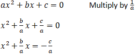 quadratic formula derivation step 1
