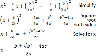quadratic formula derivation step 2