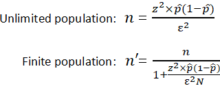 sample size equations